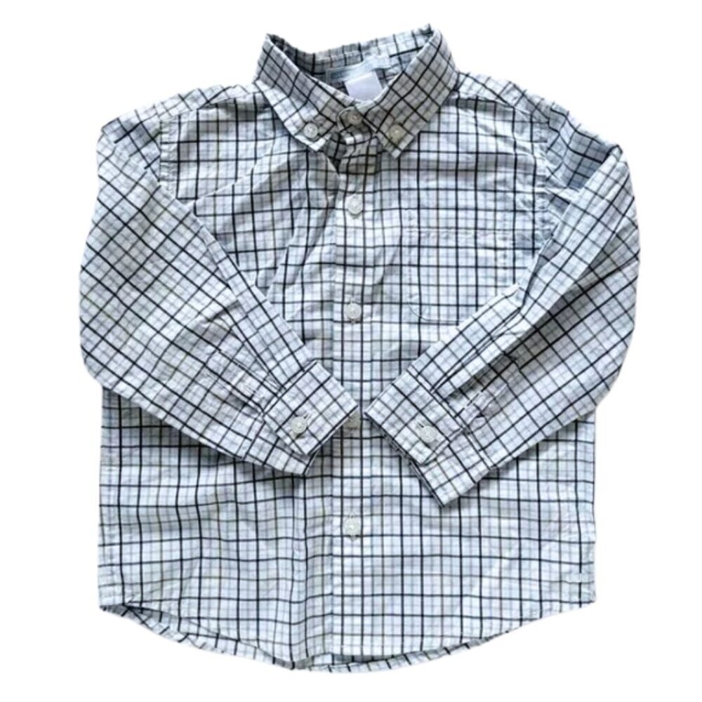 Janie And Jack Blue Plaid Button Down Shirt Boys 18-24m Baby Toddler